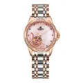 Montre mecanique automatique femme or rose acier inoxydable cadran cristal rose etanche - Bracelet en acier plein