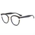 Stijlvolle vintage TR90 anti-blauwlicht bril voor dames, chique metalen montuur. - Glanzend Zwart
