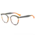 Modieuze blauwlichtwerende bril met TR90 en metalen montuur voor dames dagelijks - Grijs Oranje Bloemenframe