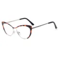 Blauwlichtfilter cat eye bril met schildpad metaal montuur voor dames en heren stijl. - Goud en Luipaard Montuur