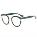 Stijlvolle blauwlichtfilter bril met duurzaam TR90 groen montuur en gouden randen voor dames. - Donkergroen Frame