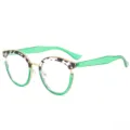 Fashionable anti-blue light optical glasses with green temples and chic cow print frame. - Stipple Green Gradient Frame (Clear Lens)