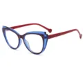 Blue and red TR butterfly frame anti-blue light glasses, stylish flat mirror optical spectacle frame. - Translucent Blue with Red