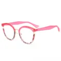 Stylish blue light blocking glasses with trendy pink and leopard print frame for women. - Purple Red Floral Frame