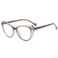 Stylish butterfly frame optical glasses with clear and brown design for daily wear now. - Transparent with Brown