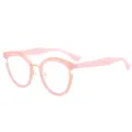 Pink TR90 frame blue light blocking glasses with stylish metal accents for women daily wear. - Peach Pink Frame