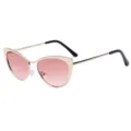 Fashion cat-eye metal blue light blocking glasses with pink gradient lenses and chic frame. - Gold Frame Pink Lens