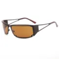 Y2K hollow metal sunglasses for men and women, stylish hip-hop fashion street snap shades. - Brown Frame Tea Lens