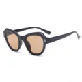 Fashion womens sunglasses black irregular frame retro cat eye sun glasses UV400 style new - Black Frame Tea Lens