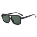 Modieuze zonnebril met dubbele brug en groot montuur voor dames en heren retro stijl oogmode - Zwart Frame Groene Lenzen