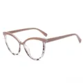 Stijlvolle dames blauwlicht filter bril met chic kattenoog montuur en trendy bruin contrast design. - Bruin Boven Gevlekt Onder