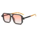 Trendy vierkante zonnebril voor dames, retro punk dubbele brug zonnebril met verlooplenzen. - Donkergroen Montuur Verloop Roze Lens