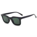 Zwarte kattenoog zonnebril met donkergroene lenzen, kleine retro montuur trendbril voor dames. - Zwart Frame Groene Lenzen