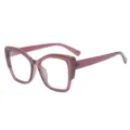 Stijlvolle oversized vierkante blauwlichtwerende bril voor dames, modern paars TR-montuur. - Transparant Paars & Bruin