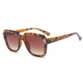 Retro square tortoiseshell sunglasses with gradient lenses, stylish oversized frames for daily wear. - Leopard Frame Gradient Tea Lens
