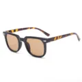 Vintage square sunglasses with tortoise shell temples and brown lenses for women and men. - Black Frame Tea Lens