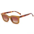 Retro cat-eye sunglasses for women with gradient brown lenses and stylish tortoiseshell temples - Fruit Tea Frame Gradient Brown Lens