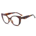 Tortoiseshell Cat Eye Blue Light Glasses Fashionable TR90 Large Frame Optical Eyewear - Leopard Print Frame with Red