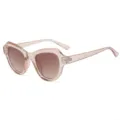 Fashion trendy women cat eye sunglasses with translucent irregular frame and gradient brown lenses. - Champagne Frame Tea Lens