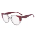 Women clear frame anti-blue light glasses, color block large cat eye optical myopia frame. - Transparent Gray Brown
