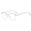 Metal blue cat eye anti blue light glasses women fashion optical spectacle frame - Gold-Blue
