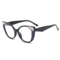 Stijlvolle dames zwarte colorblock TR90 blauwlichtfilter grote montuur optische bril - Zwart Montuur met Roze en Blauw