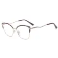 Fashion cat-eye anti-blue light glasses for women, chic metal frame optical eyewear. - Gold-Grey Brown