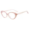 Pink mosaic cat eye glasses frame TR90 optical anti blue light women eyewear stylish - Transparent Tea Pink