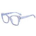 Blaue Marmor TR Rahmen Anti Blaulicht Brille oversized quadratische Damen optische Brille. - Blaues Schildpatt & Weiß