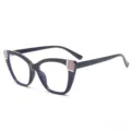 Modische Damen Blaulichtfilter Brille mit Katzenauge TR Rahmen und farbigem Design. - Glänzendes Schwarz mit Kaffee