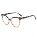 Women fashion anti-blue light glasses cat eye TR90 optical frame clear lenses trendy eyewear - Camellia Top Clear Tea Bottom
