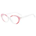 Anti-blue light glasses TR90 mosaic flat optical frame women oval cat eye clear lenses - Clear Frame Red Lenses