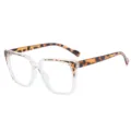 Clear frame blue light blocking glasses square tortoiseshell temples fashion eyewear - Clear and Leopard