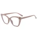 Damen Katzenaugen Blaulichtfilter Brille stilvoller TR-Rahmen schicke optische Brille Alltag - Khakifarbener Rahmen