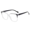 Fashionable anti-blue light glasses for women with transparent square frames and black temples. - Transparent and Black