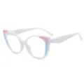 White TR90 blue light blocking glasses with pink and blue chic cat eye fashion frames. - White Frame with Pink and Blue