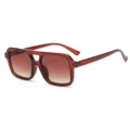 Vintage double bridge square sunglasses for women and men fashion retro eyewear chic shades. - Transparent Tea Frame Gradient Tea Lens