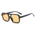 Trendy double-bridge square sunglasses for men and women, retro oversized sun eyewear. - Black Frame Yellow Lens