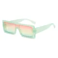 Modieuze trendy oversized vierkante zonnebril met kleurverloop en mintgroen montuur. - Groen Montuur Roze-Blauw Verloopglas