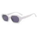 Lunettes de soleil hexagonales blanches femme rétro petite monture protection UV mode - Monture Blanche Verres Gris