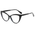 Zwarte kattenoog blauwlichtfilter bril voor dames, stijlvol helder optisch montuur. - Zwart Frame