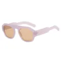 Oversized retro sunglasses for men and women, light purple thick frame with brown lens. - Purple Frame Tea Lens