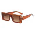 Fashion flat top oversized sunglasses for women and men retro gradient brown lenses chic eyewear - Tea Frame Gradient Tea Lens