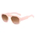 Oversized pink thick frame sunglasses for women and men, retro gradient brown lenses. - Pink Frame Tea Lens