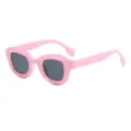 Trendy pink chunky square sunglasses, candy color retro thick frame eyewear for daily fashion. - Pink Frame Grey Lens