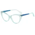 Chique cat-eye blauwlichtfilter bril met transparant blauw montuur en contrasterende poten. - Blauw Frame