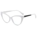 Eleganti occhiali da vista gatto anti luce blu bianchi con aste nere contrastanti donna. - Montatura Bianca