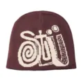 Strickmütze mit stilvollem Jacquard-Buchstabenmuster, lässige Outdoor-Überziehmütze. - Einheitsgröße / Kaffeebraun
