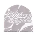 Bonnet en tricot jacquard gris et blanc avec motif de lettres élégant, chaud et confortable. - Taille unique / Jacquard à Double Rangée - Gris Clair