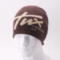 Brown knitted beanie hat for autumn and winter, stylish letter jacquard cold hat. - One Size / Type A Coffee